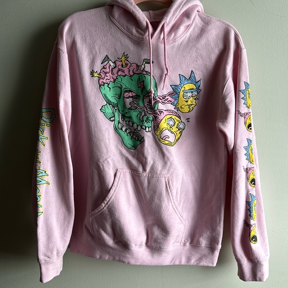 adult swim Tops - Rick & Morty Trippy Pink Pullover Hoodie